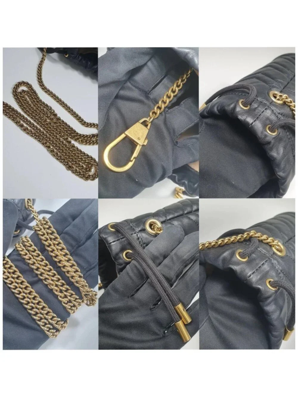 Authentic Gucci GG Marmont Bucket Bag Black Leather